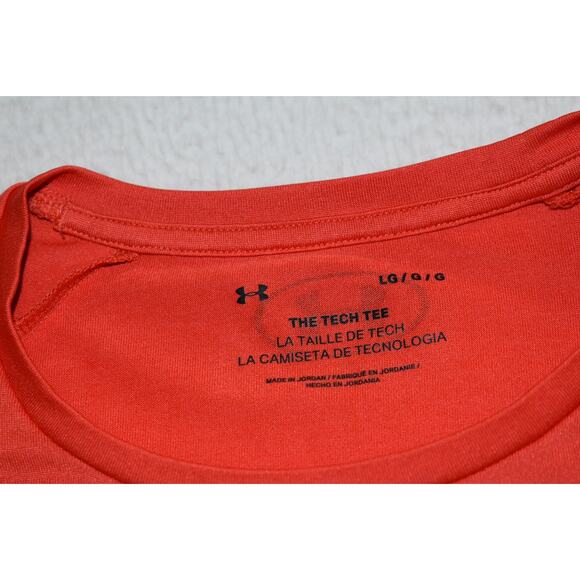 Under Armour Gym Shirt Tech Tee Mens Size Large Polyester HeatGear Pinkish Red - Picture 4 of 6